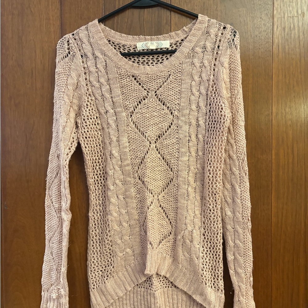 Women's Light Pink Cable Knit Sweater